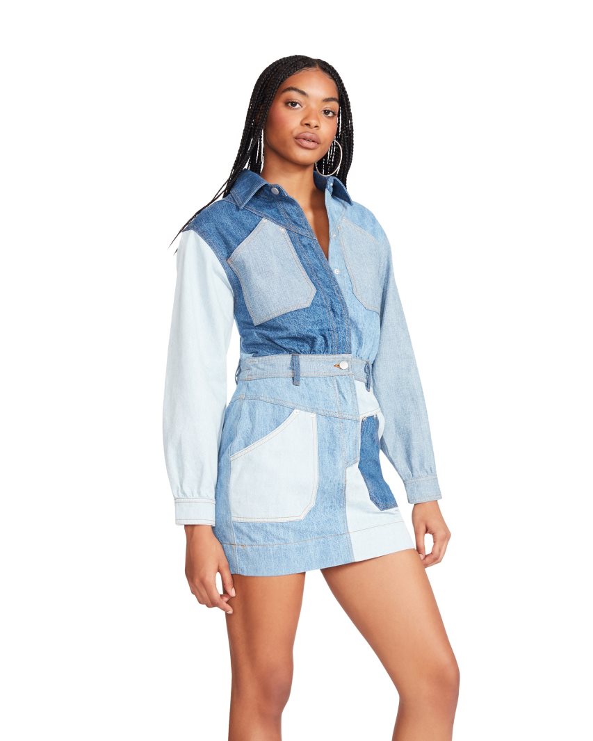 Vestido Steve Madden Ryleigh Denim Fabric Mujer Azules | ES ALS809